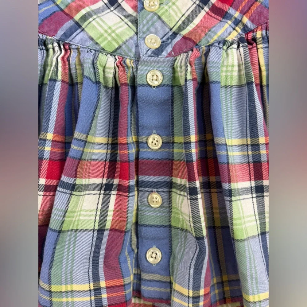 RALPH LAUREN Girls Plaid Flannel Button Front Mini Skirt- 6 Years